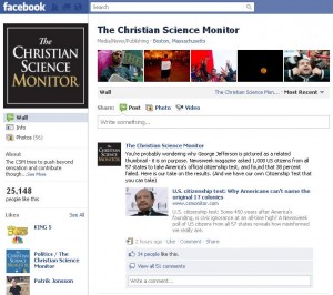 Christian Science Monitor Facebook Page