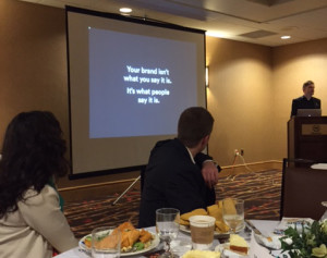 Kevin Grady (right) presenting at a recent Ad Club of Western Mass. luncheon