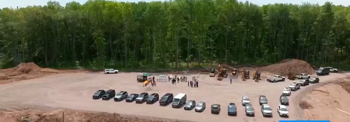 Aerial drone shot of the Shoppes at Cottage Grove in Bloomfield, CT.